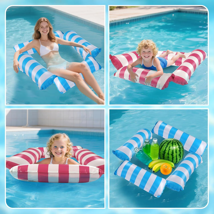 2 Stück 4-in-1-Wasserhängematte,Aufblasbare Pool-Schwimmsitze,Aufblasbares Schwimmbett, Poolzubehör,