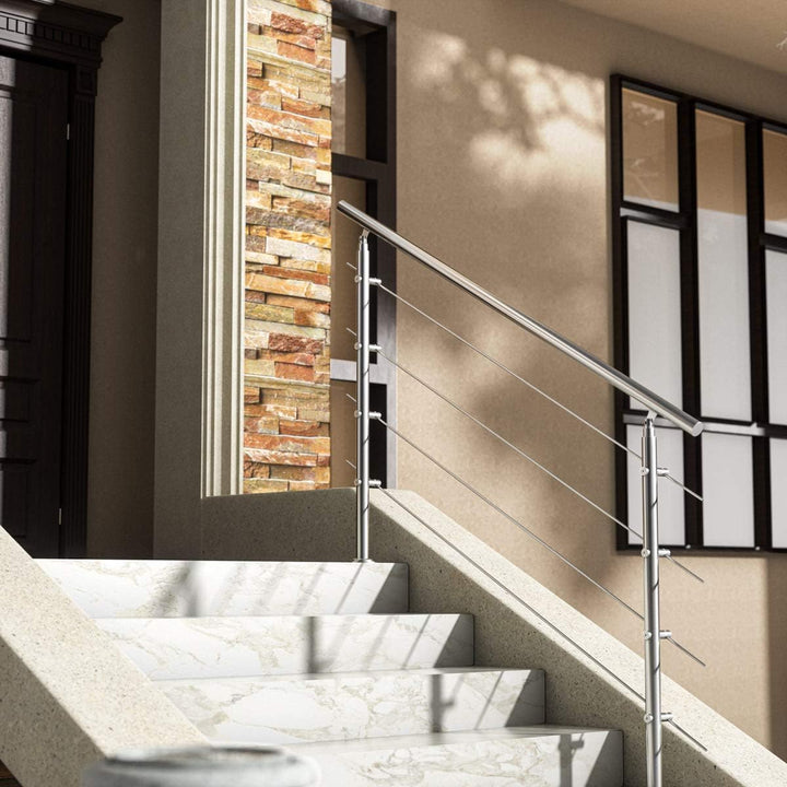 MONZANA® Treppengeländer Edelstahl Pflegeleicht 120cm mit 4 Querstreben Innen und Aussen Handlauf Ge