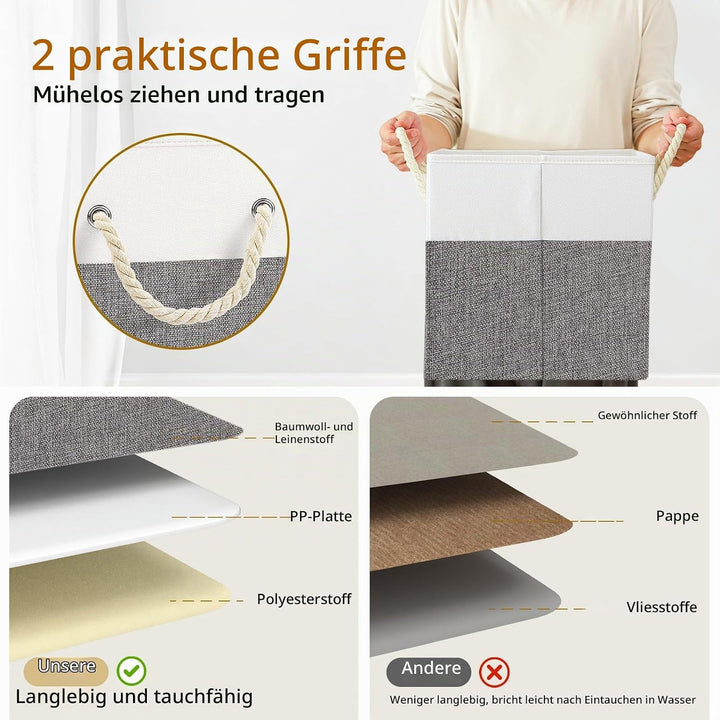Yawinhe Aufbewahrungsbox, Faltbare Aufbewahrungsboxen ohne Deckel, Waschbare, Offene Stoffbox, für S