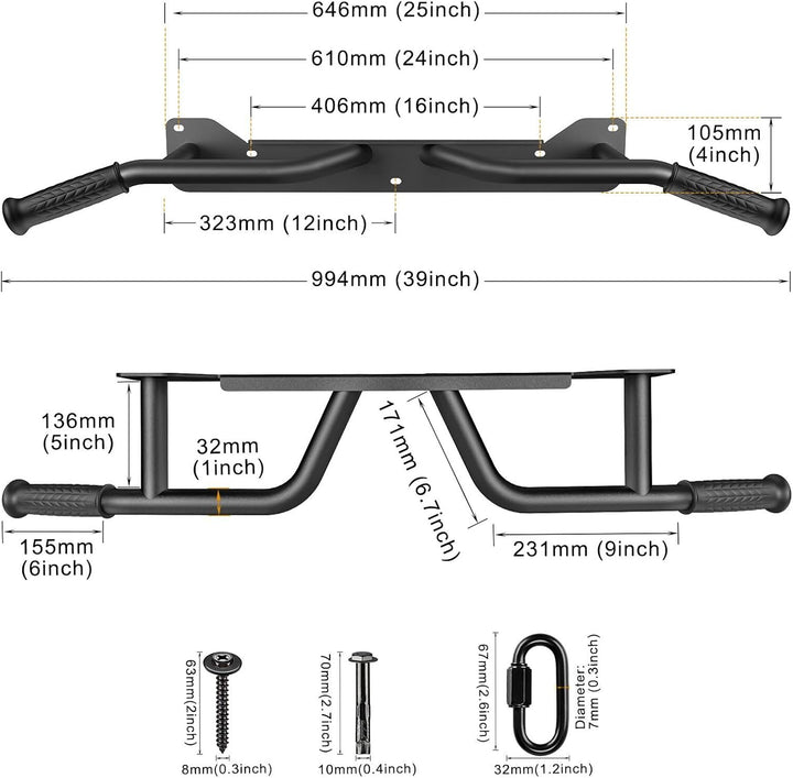 Kipika Heavy Duty Wall Mounted Doorway Pull Up Bar,Wandmontage, Wall Mounted Doorway Pull Up Bar,Mul
