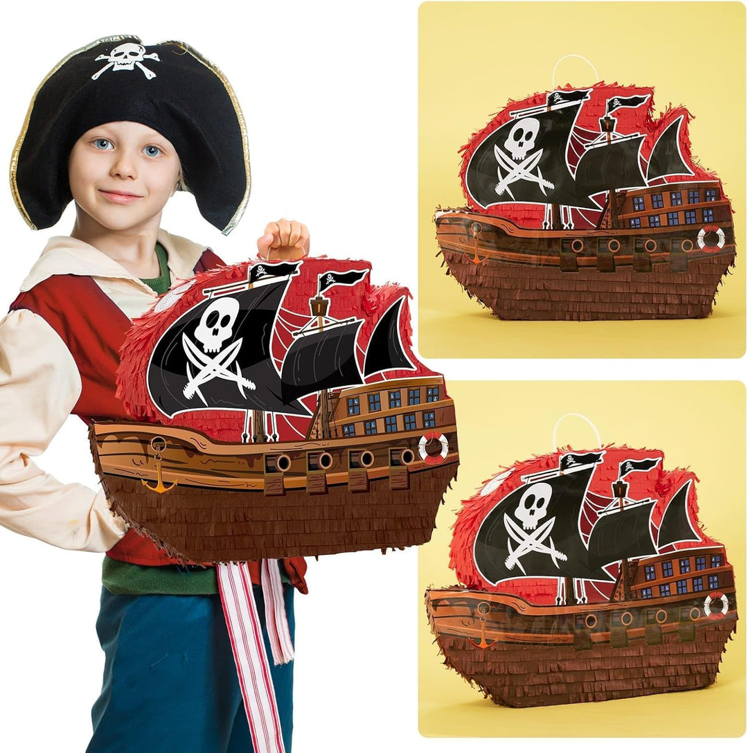 WERNNSAI Piraten Pinata – Pirat Pinata Geburtstag Junge Kinder Piraten Piñata mit Stock Augenbinde P