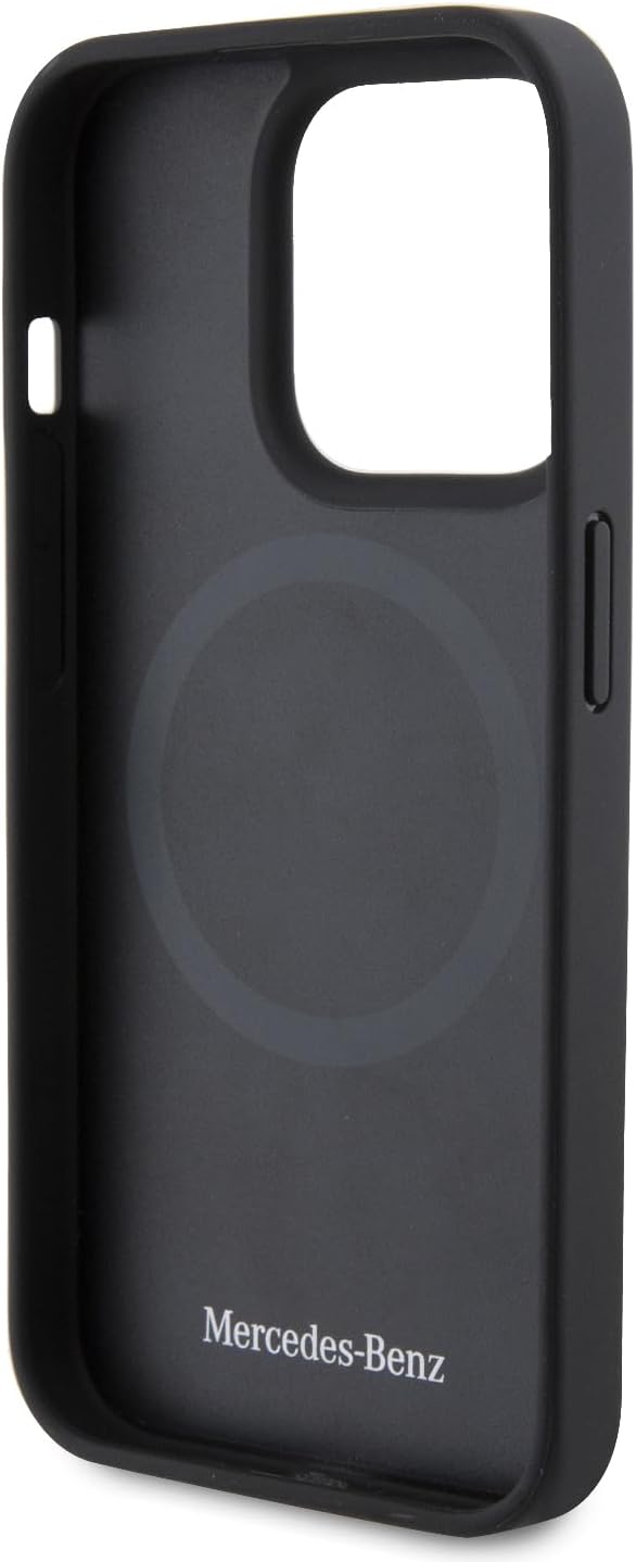 CG MOBILE Mercedes-Benz Handyhülle kompatibel mit Magsafe und iPhone 15 Pro in Schwarz, Echtleder-Sc