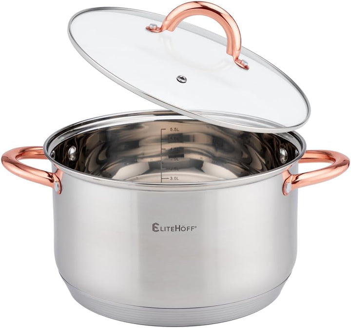 EliteHoff Topfset Induktion, Kochtopf Set mit Glasdeckel, 7-lagiger Edelstahl Topf- & Pfannensets mi