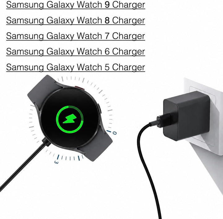 1M Samsung Watch Ladegerät für Samsung Galaxy Watch 8/7/6/Ultra, 8/6/4 Classic/FE/5/5 Pro/3, Active
