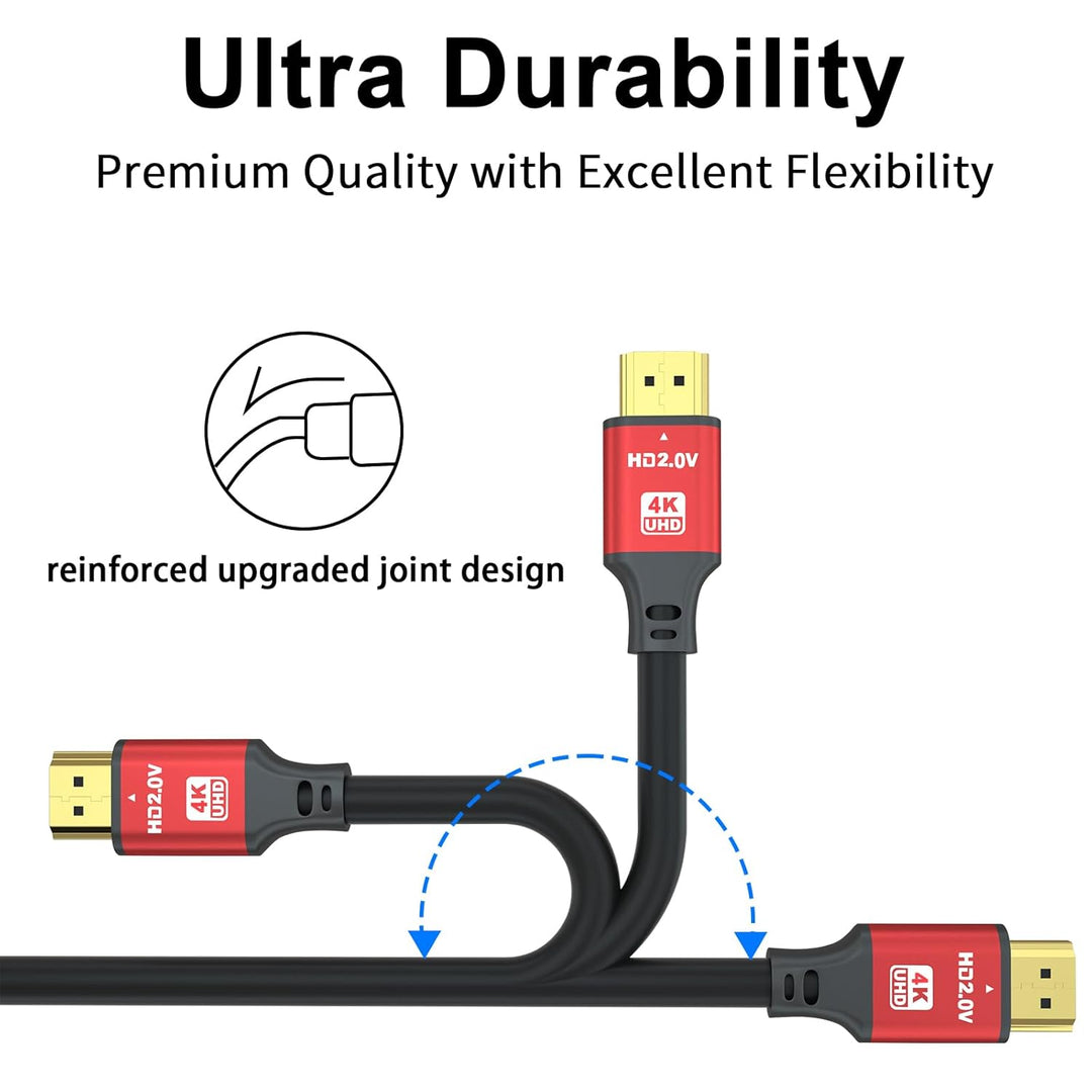 4K HDMI-Kabel, 15 m, High Speed HDMI 2.0 Kabel 4 K @ 60 Hz 18 Gbps, Ultra HD, Ethernet Audio Return,