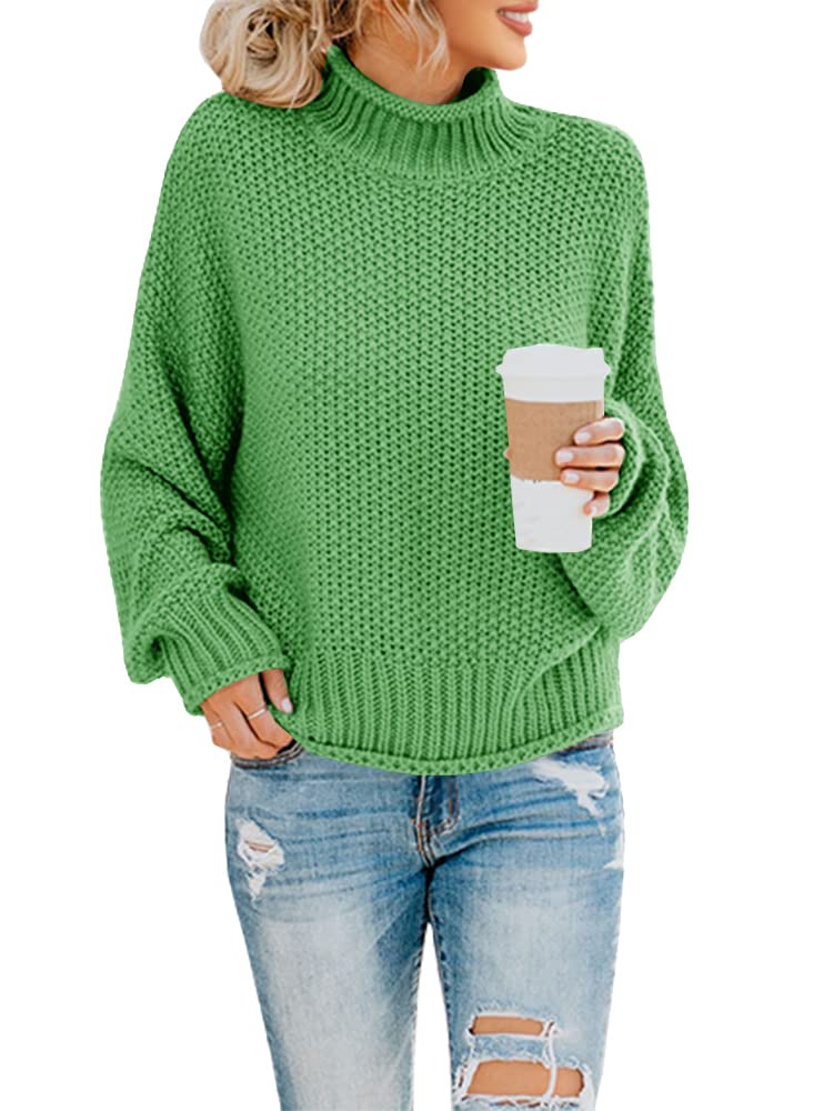 Saodimallsu Damen Pullover Rollkragen Oversized Fledermaus Langarm Sweatshirt Lose Grobstrick Casual