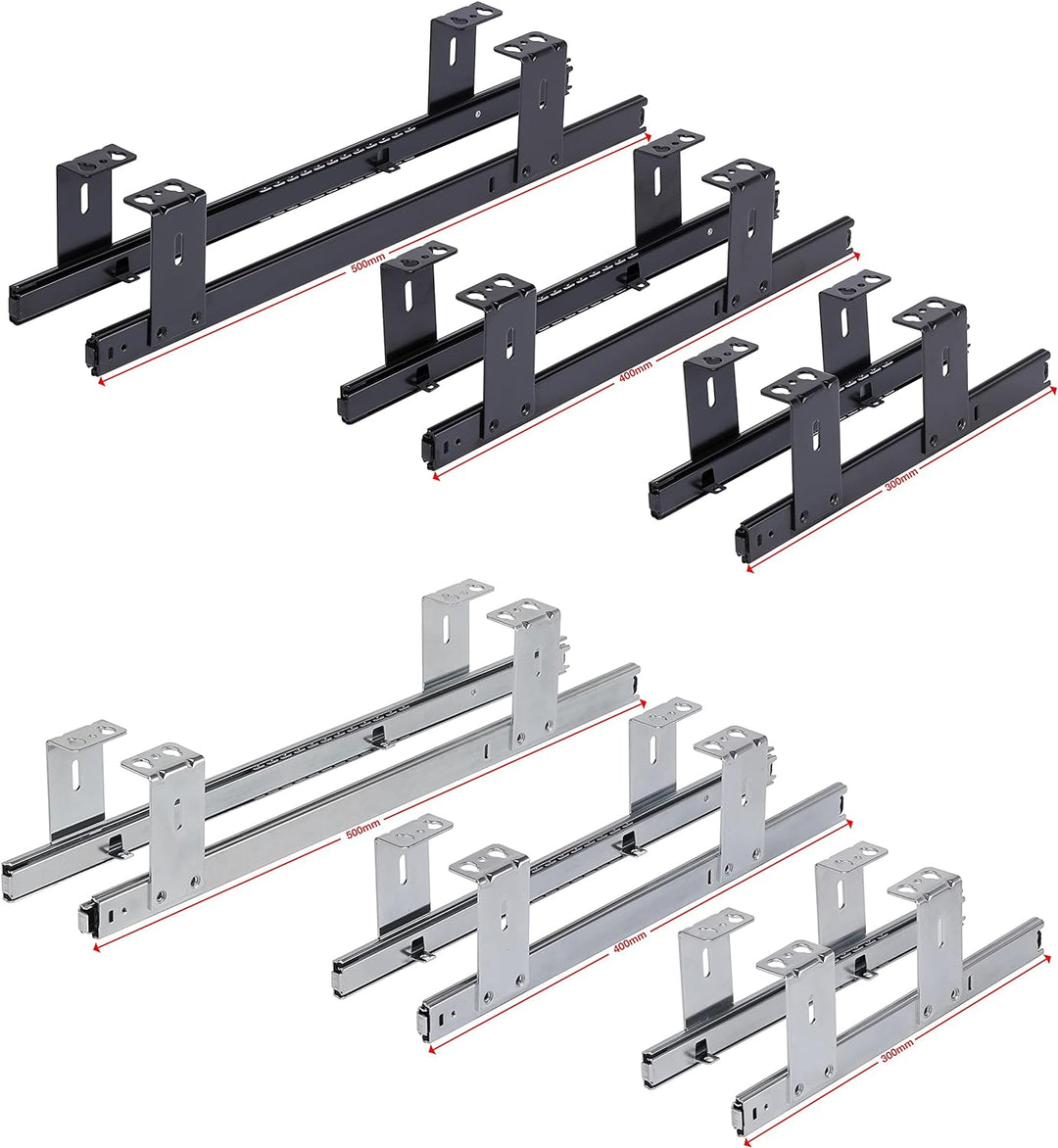 FIX&EASY Tastaturauszug mit Tastaturablage 600X400mm schwarz matt Dekor, Auszugschienen schwarz 400m
