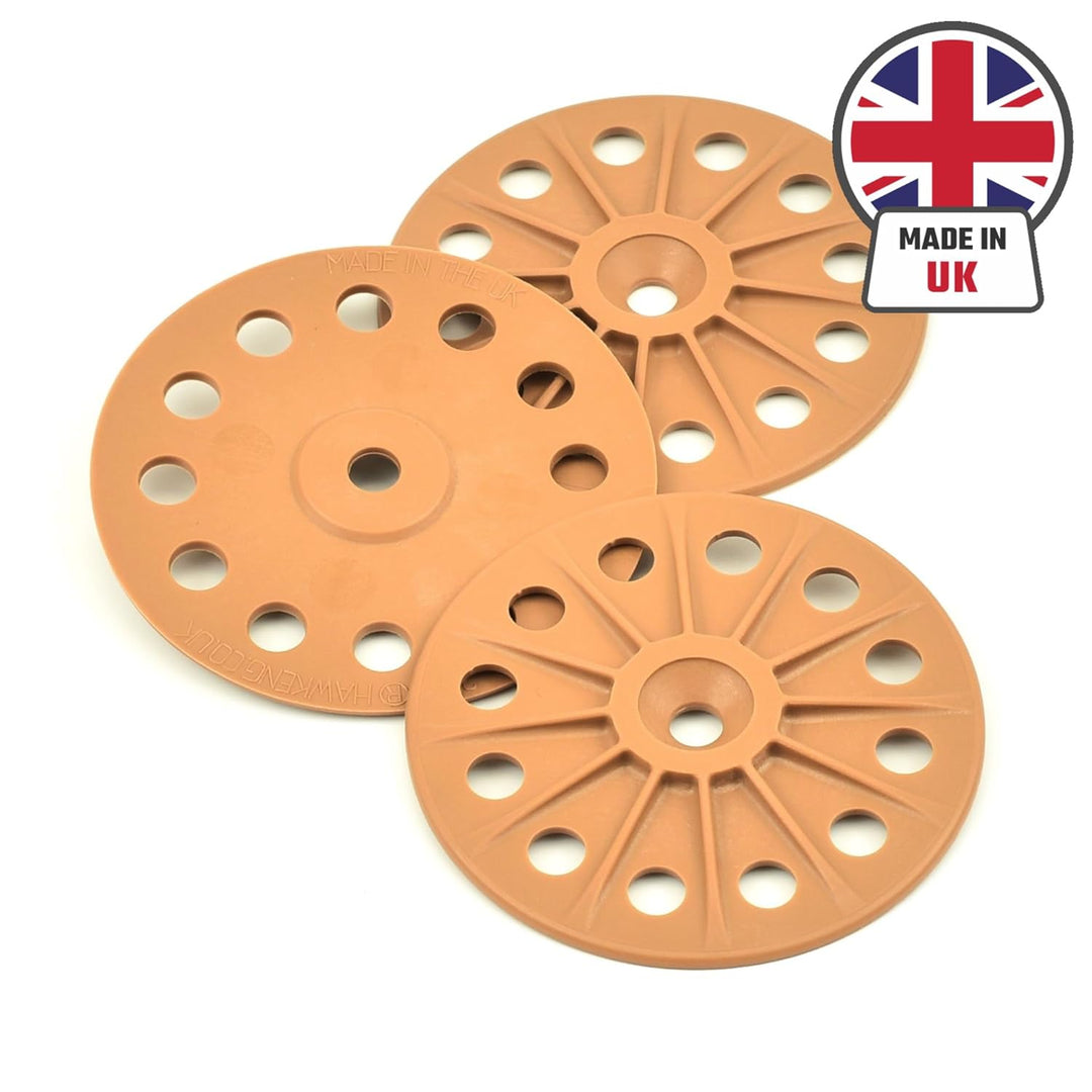 Hawkeng 60 mm verstärkte 30 % Glasfaser Washers zur Fixierung von festen Isolationsplatten, braun, 1