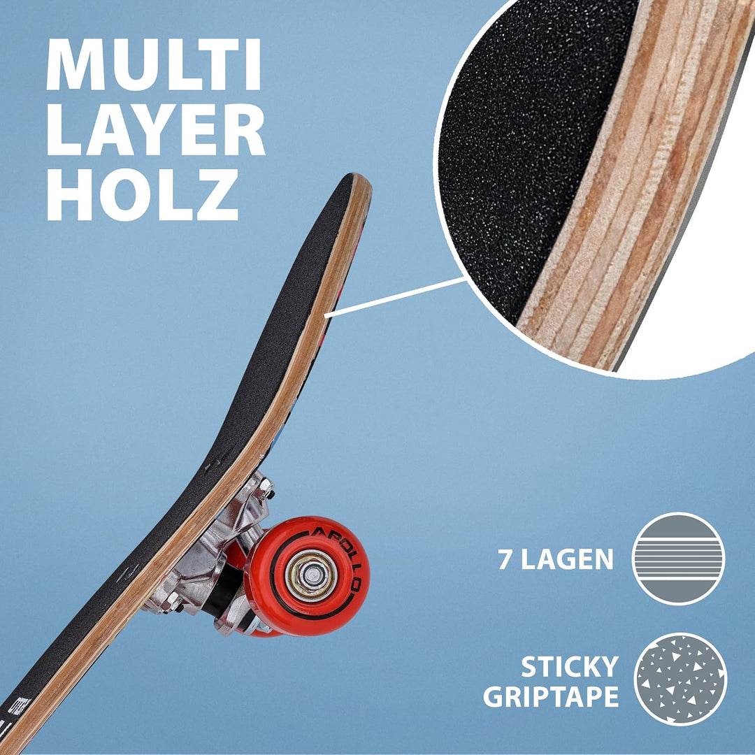 Apollo Kinder Skateboard, kleines Komplett Board mit ABEC 3 Kugellagern und Aluminium Achsen, Coole