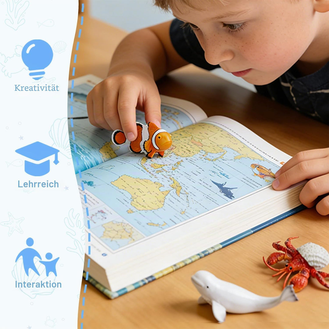 TOYMANY 16 Stück Meerestierfigurenset Ocean Spielfiguren Spielzeug 16Stück Meerestiere, 16Stück Meer