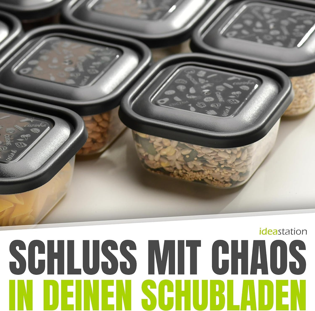Gefrierdosen 300ml mit Deckel 12 Stück - anthrazit - stapelbare Dosen mit Deckel - kleine Frischhalt