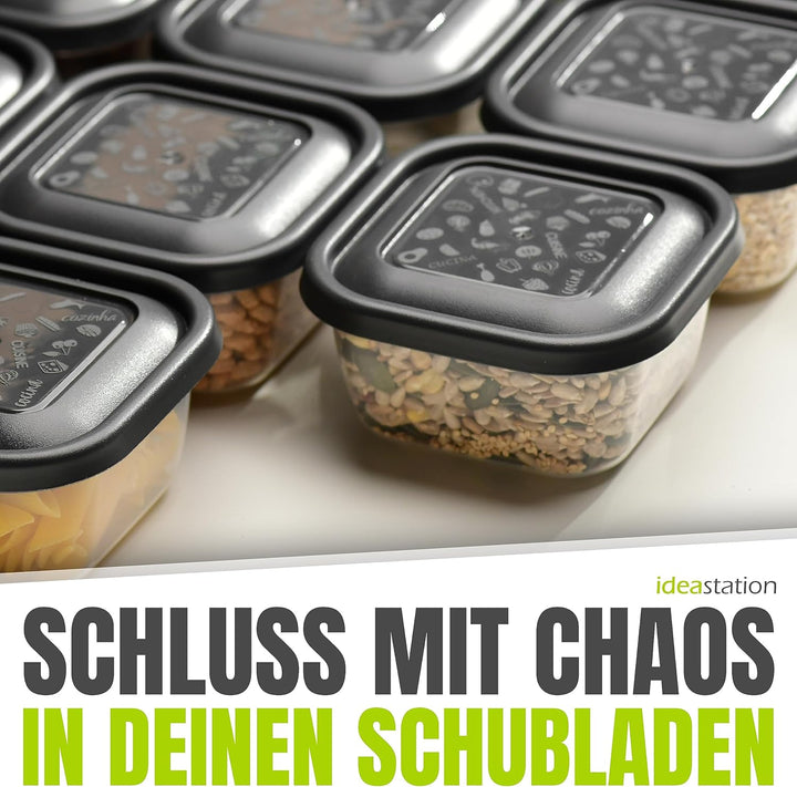 Gefrierdosen 300ml mit Deckel 12 Stück - anthrazit - stapelbare Dosen mit Deckel - kleine Frischhalt