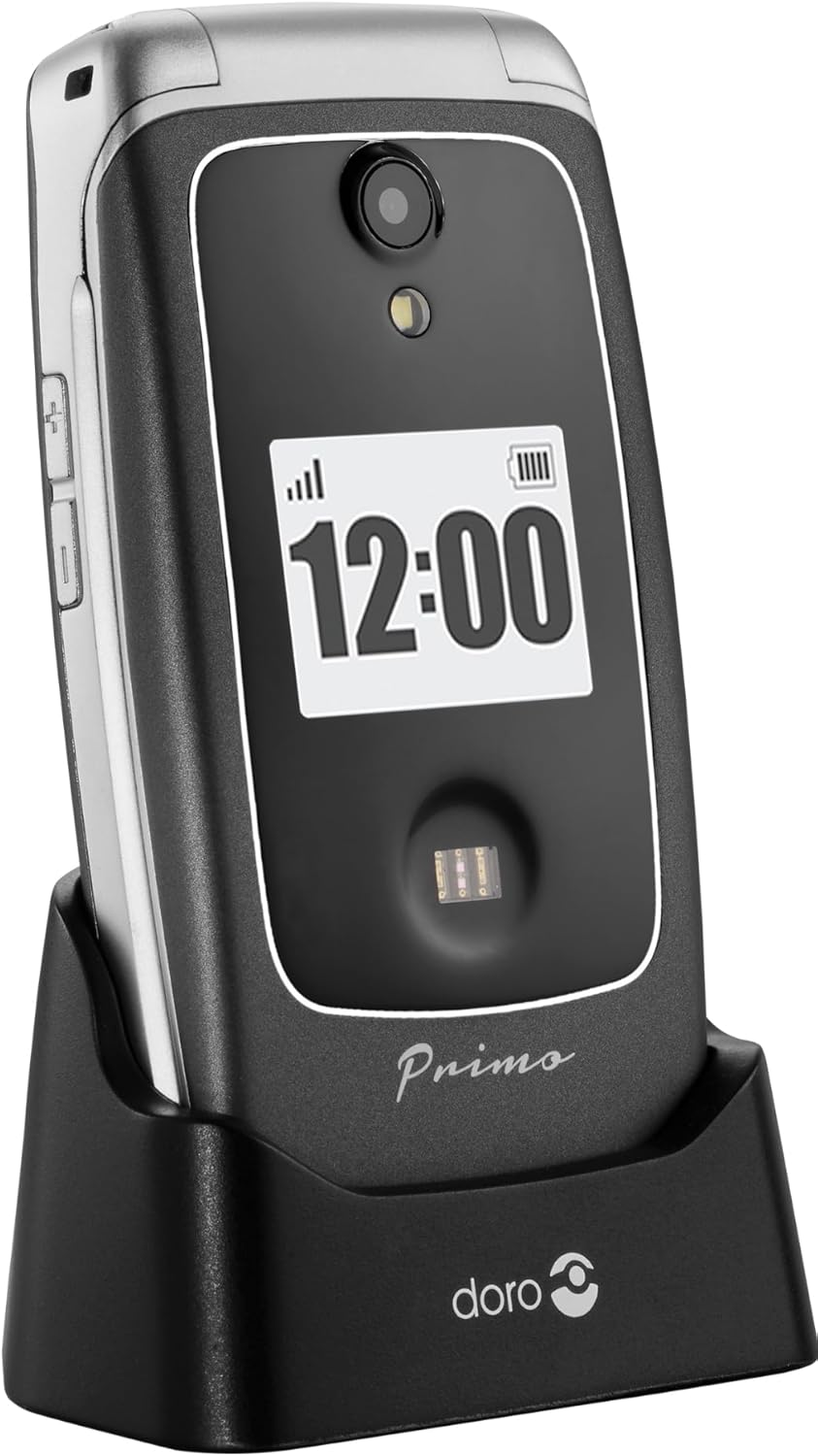 Primo 418 by Doro graphit GSM Grosstasten Mobiltelefon mit frossem Farbdisplay, Fallsensor, Taschenl