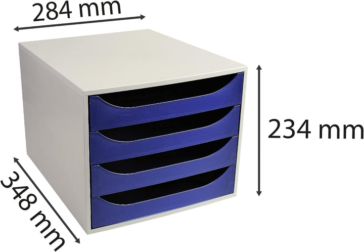 Exacompta 2286104D Ablagebox Office mit 4 Schubladen für DIN A4+ Dokumente. Ecobox mit hoher Kapazit