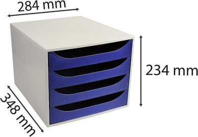 Exacompta 2286104D Ablagebox Office mit 4 Schubladen für DIN A4+ Dokumente. Ecobox mit hoher Kapazit