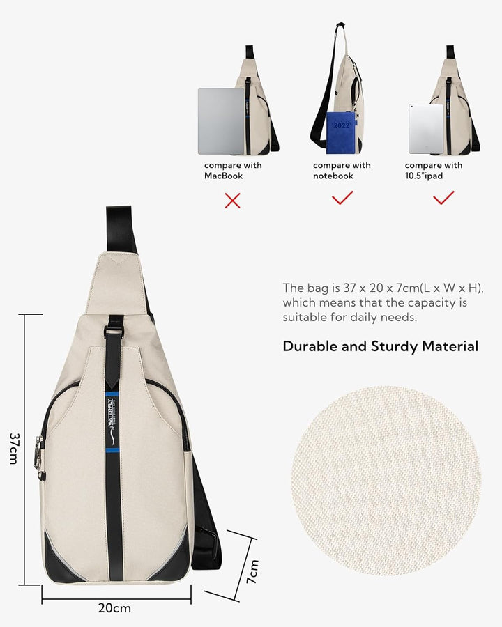 WATERFLY Anti-Diebstahl Sling Bag für Damen und Herren Brusttasche Hippie Crossbody Bag Multipurpose