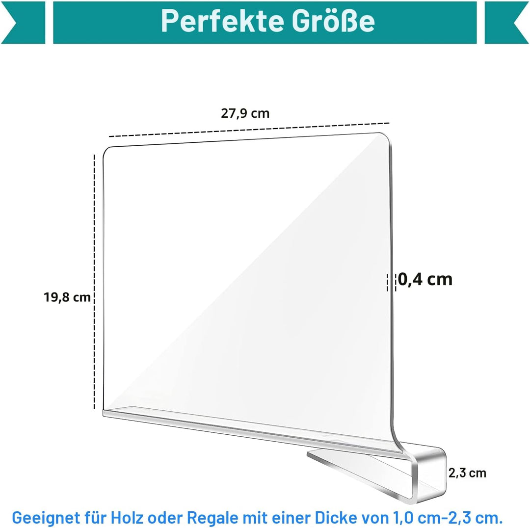 8 Stück Transparente Acryl-Regalteiler, multifunktionaler Regalteiler, Verstellbarer Kleiderorganisa