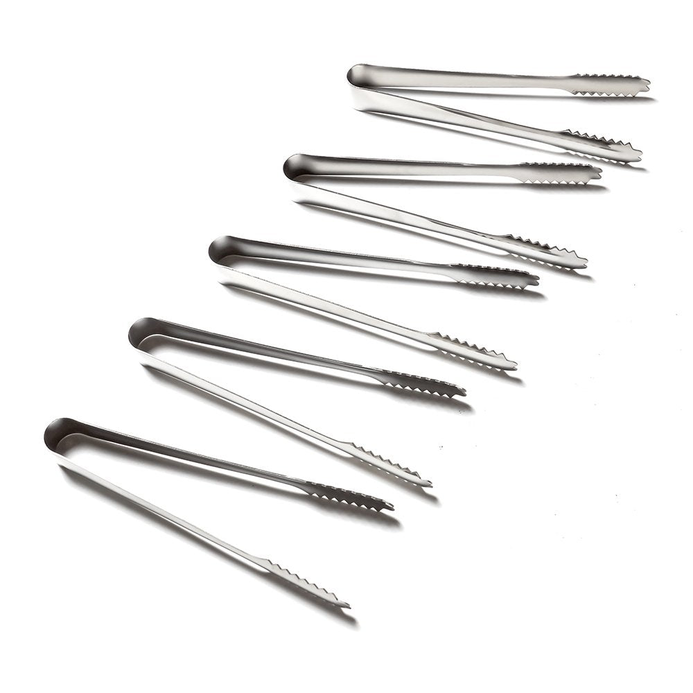 DIYI Set mit 5 Küchenutensilien aus Edelstahl, Zange für Eiswürfel, Brot, Buffet – 18 cm