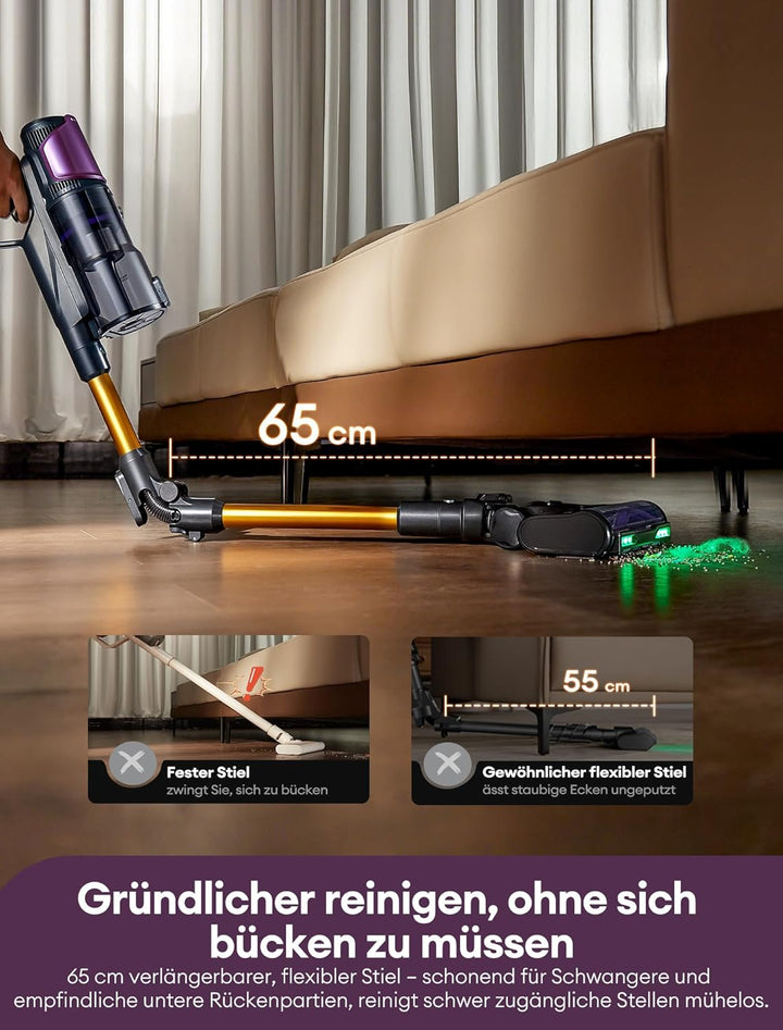 Ultenic Akku Staubsauger mit Wischfunktion, 60KPa/580W/60Mins, Staubsauger Kabellos mit 230ml abnehm