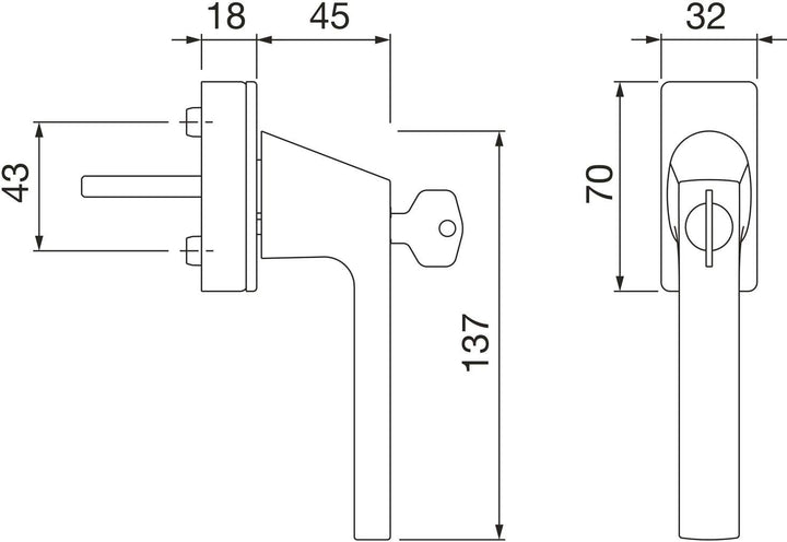 Hoppe 11729557 Fenstergriff Dallas-Secustic mit Sperrzylinder, VK 7 x 32-42 mm, verchromt matt,