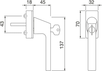 Hoppe 11729557 Fenstergriff Dallas-Secustic mit Sperrzylinder, VK 7 x 32-42 mm, verchromt matt,