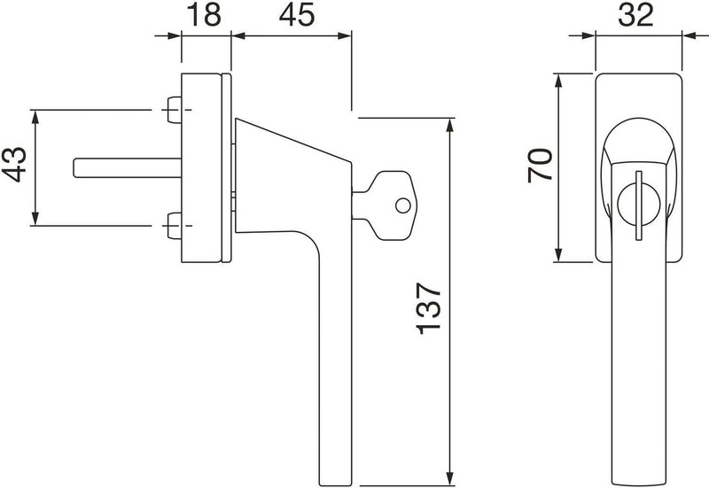 Hoppe 11729557 Fenstergriff Dallas-Secustic mit Sperrzylinder, VK 7 x 32-42 mm, verchromt matt,