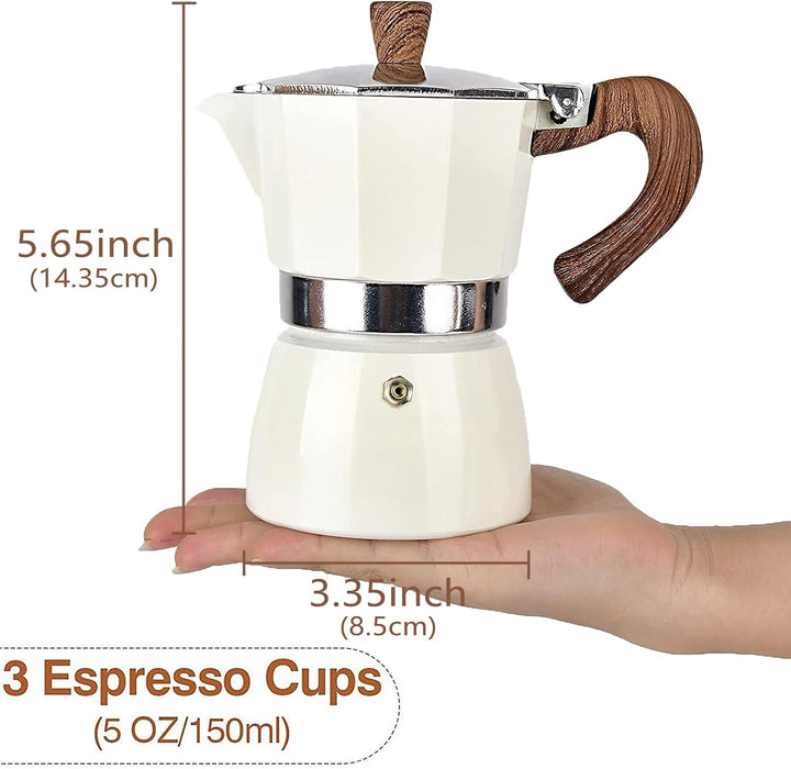 Espressokocher für den Herd, 3 Espressotassen, Mokkakanne – 142 ml, manuelle kubanische Kaffee-Perko
