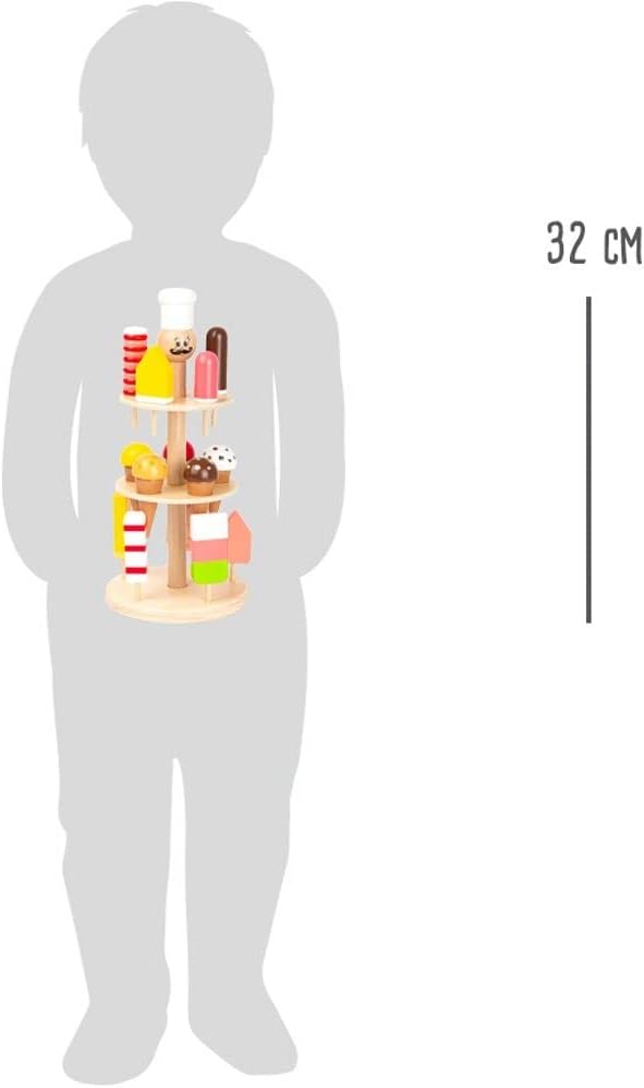 small foot Eisständer aus Holz, Zubehör für Kaufmannsladen und Kinderküche, 15 Eis-Sorten, für Kinde