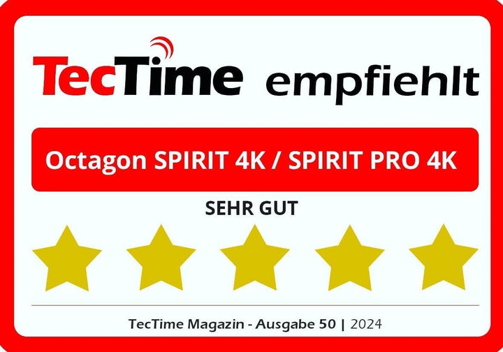 [Test SEHR GUT *] Octagon Spirit 4K UHD Android TV Box, Dual Band WiFi WLAN, Bluetooth Fernbedienung