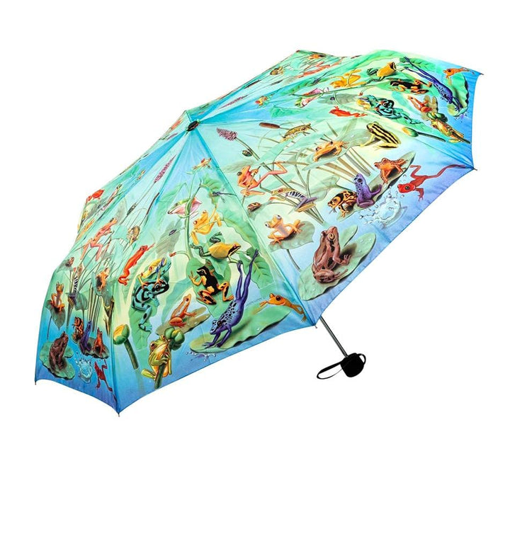 LUCKYWEATHER Regenschirm Taschenschirm Mini Damen/Herren Motiv Frog Family I Taschenschirme klein un