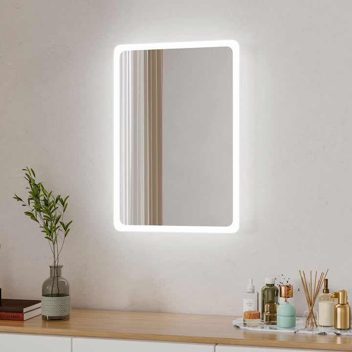 Boromal Badspiegel mit Beleuchtung 40x60cm Wandspiegel Lichtspiegel Vertical & Horizontal LED Badezi