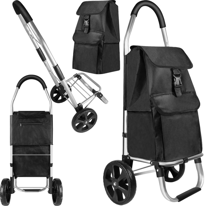 Einkaufstrolley - 40 Liter - Extra grosse Reifen - Abnehmbare & regenfeste Tasche - Aufhängung für d