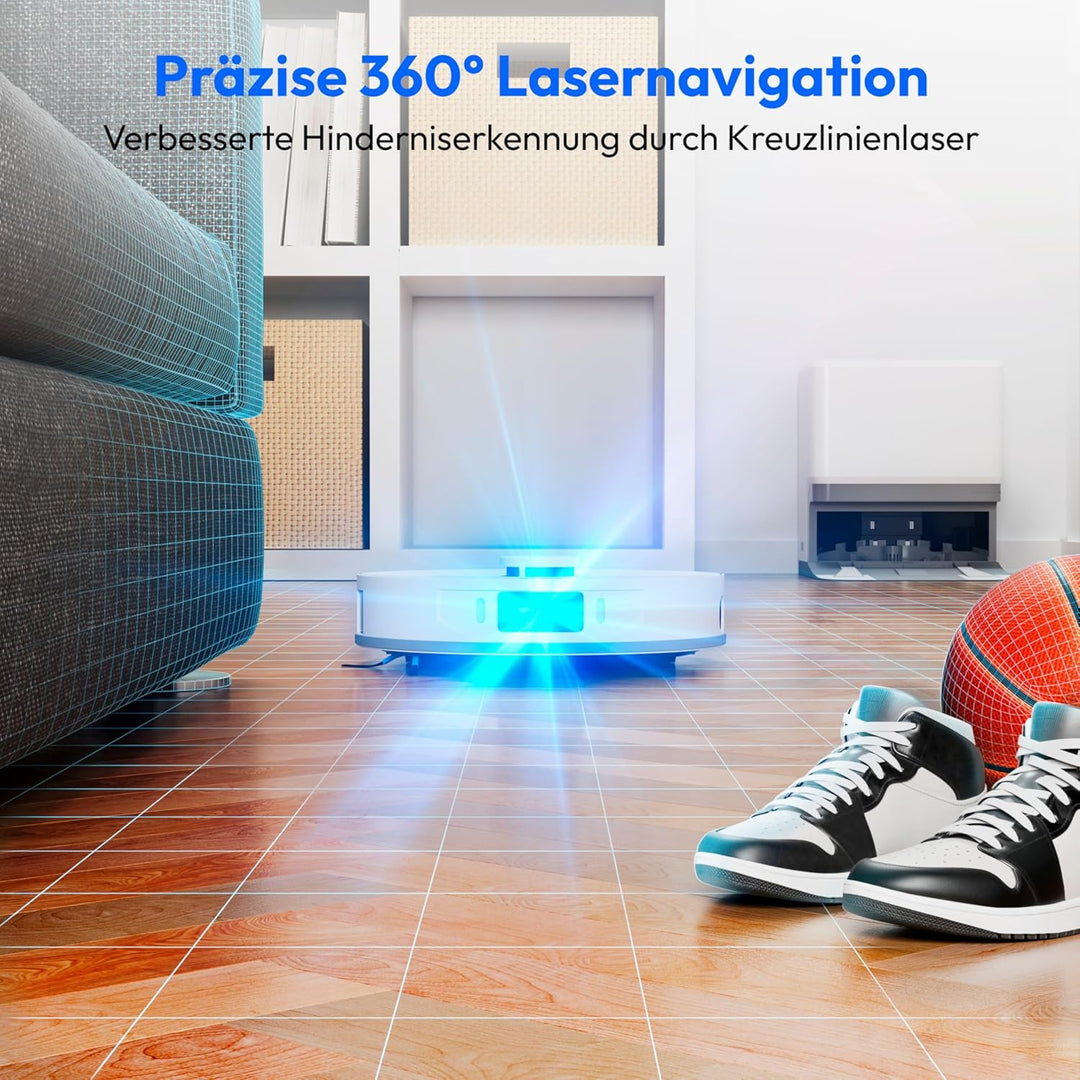 MEDION Saugroboter mit 3-in-1 Absaugstation, Lasernavigation und Wischfunktion X55 SW+ (Starke 10000