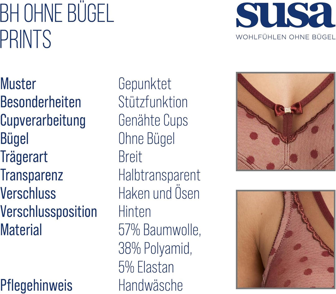 Susa Damen Bügel BH 80B Ruby Red, 80B Ruby Red