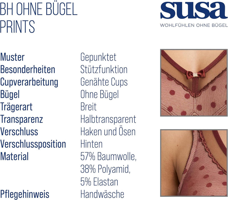 Susa Damen Bügel BH 80B Ruby Red, 80B Ruby Red