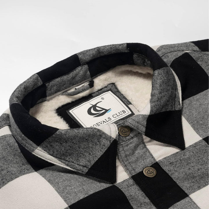Coevals Club Herren Flanell Jacke Hemd Sherpa Holzfällerhemd Flanellhemd Langarm Kariertes Druckknöp