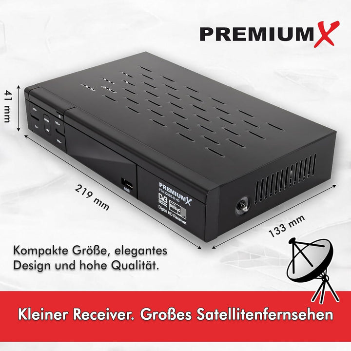 PremiumX Satelliten-Receiver HD 520SE FTA Digital SAT TV Receiver DVB-S2 FullHD HDMI SCART 2X USB Mu