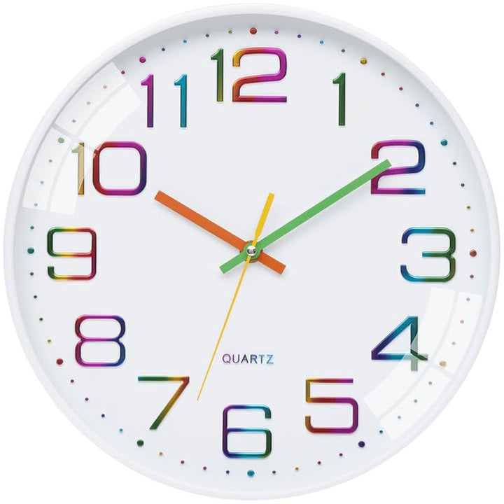 Wanduhr Kinder Ohne TickgeräUsche Lautlos 30cm Modern Quarz Gross Betriebene Stereo Wanduhr Bunt Ein