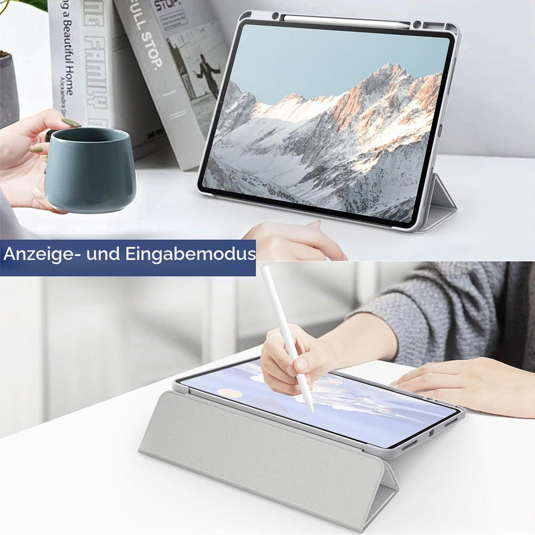 JETech Hülle für iPad Pro 12,9" 6/5/4/3 (2022/2021/2020/2018), Silber | Transparente Rückseite, Stif
