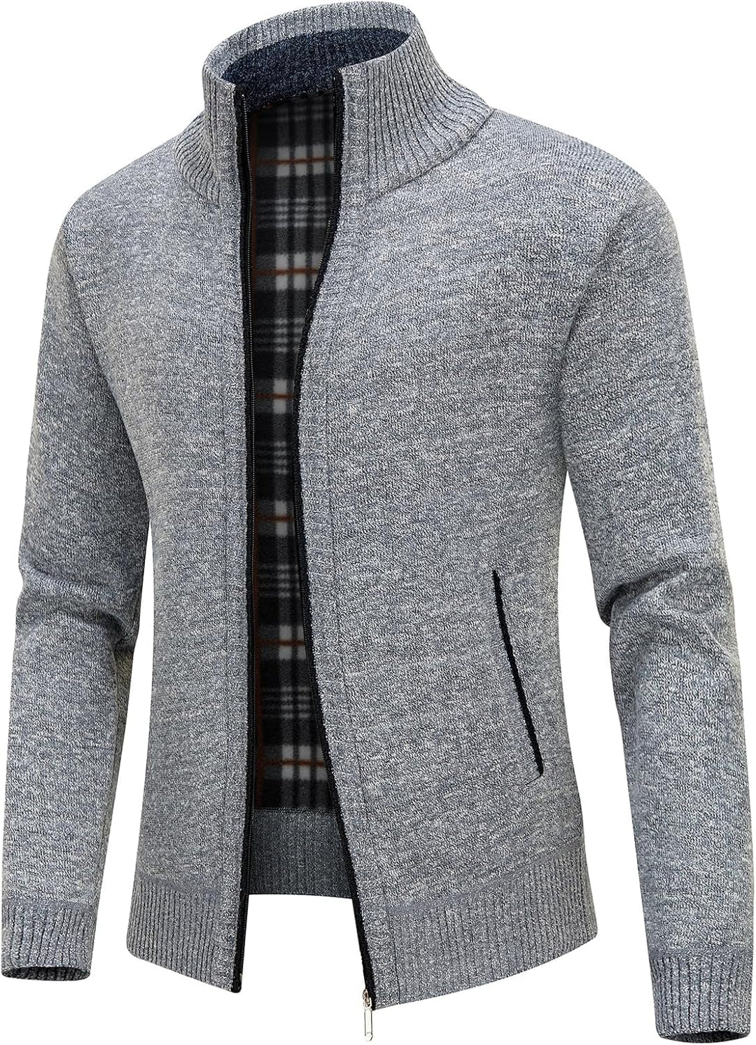 KUDORO Strickjacke Herren Cardigan Trachtenjacke mit Reissverschluss Gestrickt Wintermantel Strickja
