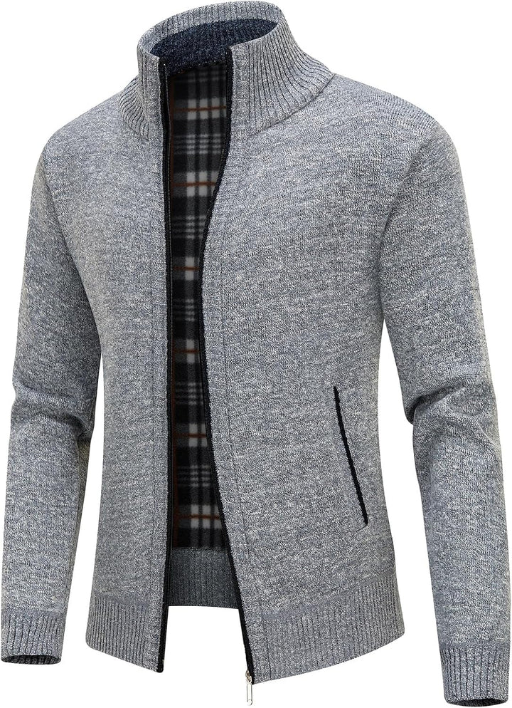 KUDORO Strickjacke Herren Cardigan Trachtenjacke mit Reissverschluss Gestrickt Wintermantel Strickja