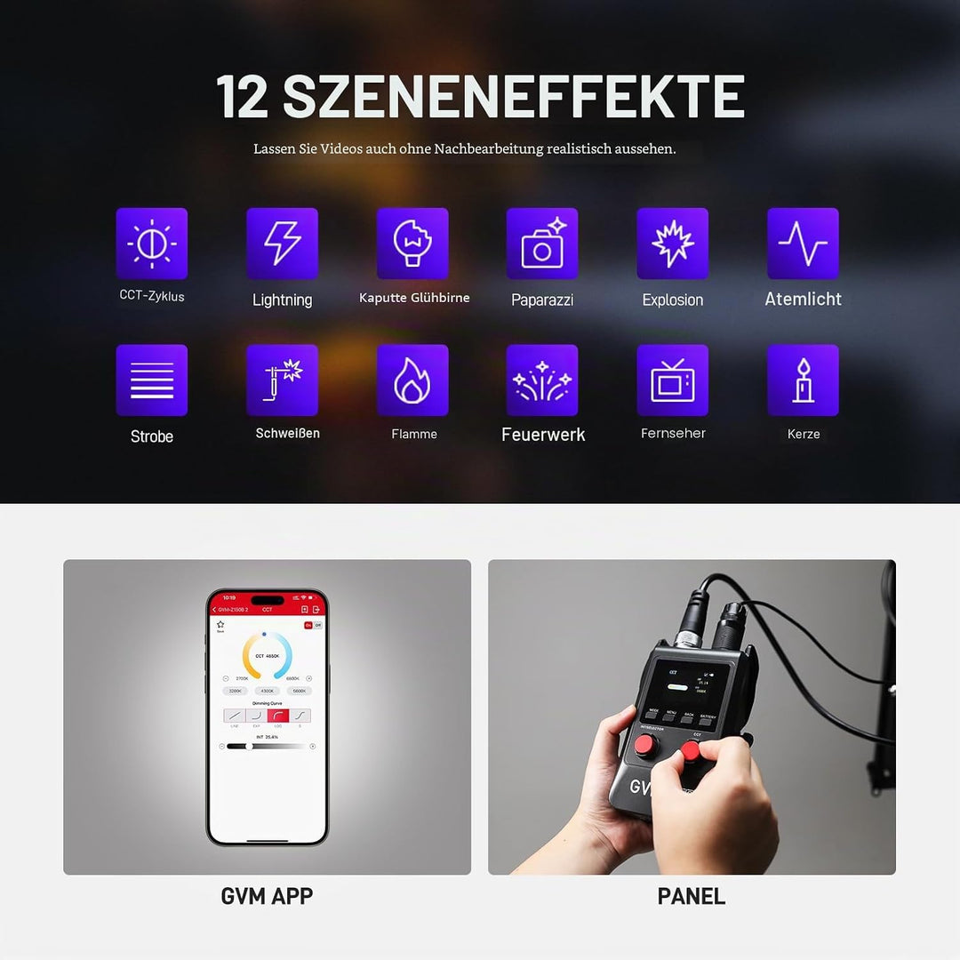 GVM ZipTile Z150B Bi-Color Flexibles LED-Videolicht 2700K–6800K, 150W Panellicht 15500 Lux/m, 12 Lic