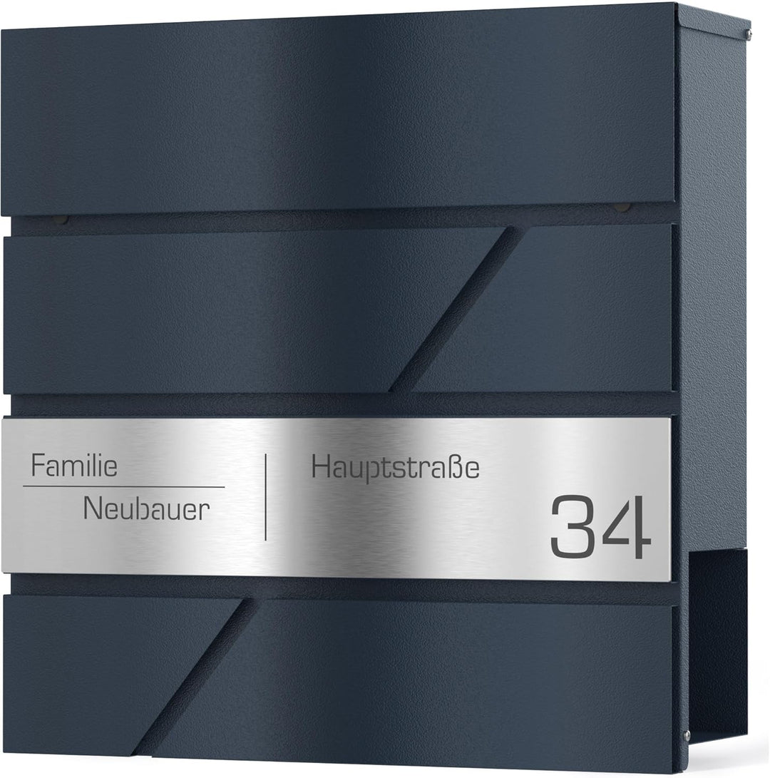 Briefkasten freistehendin Anthrazit RAL 7016 mit Standfuss - Postkasten personalisiert Edelstahl Las
