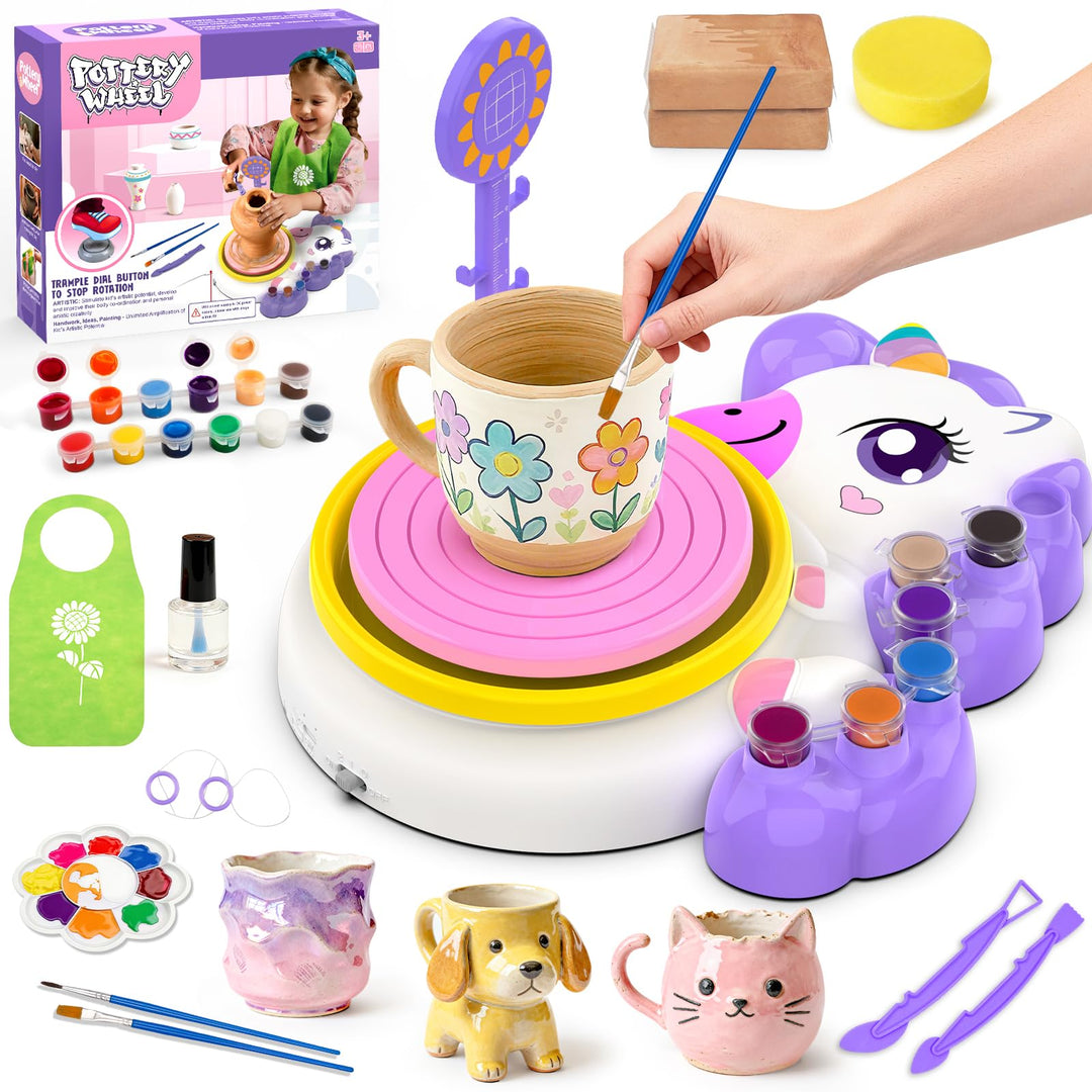 Töpferscheibe Elektrisch Kinder, Töpferset Zuhaus Drehscheibe Töpfern Spielzeug, Mädchen Geschenk 4