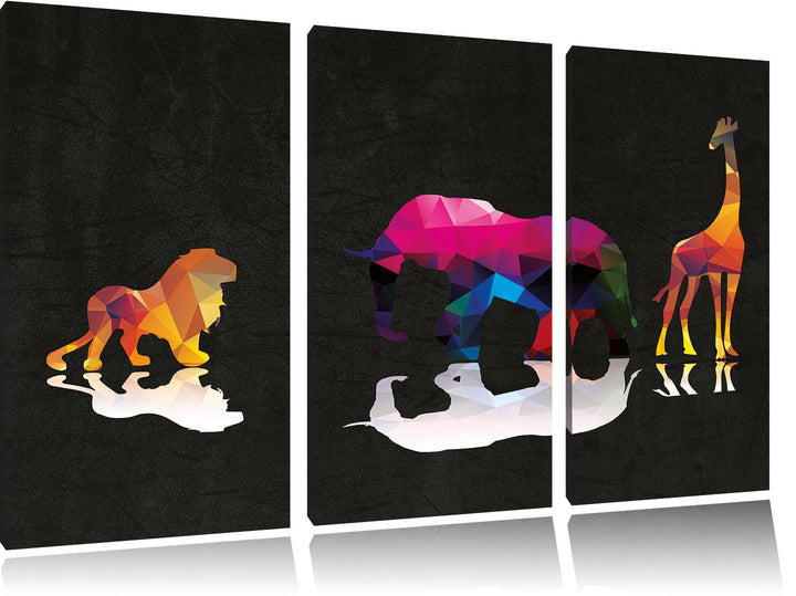 Pixxprint Tiere der Savanne als Leinwandbild/Grösse: 3 Teilig (120x80) cm/Wandbild/Kunstdruck/fertig