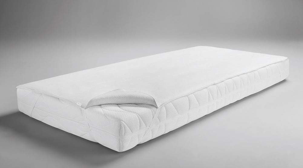 Dormisette Q159 Premium Molton-Matratzenauflage, 90/190 cm, Baumwolle/Zwirn-Calmuc, Reinweiss, 90/19