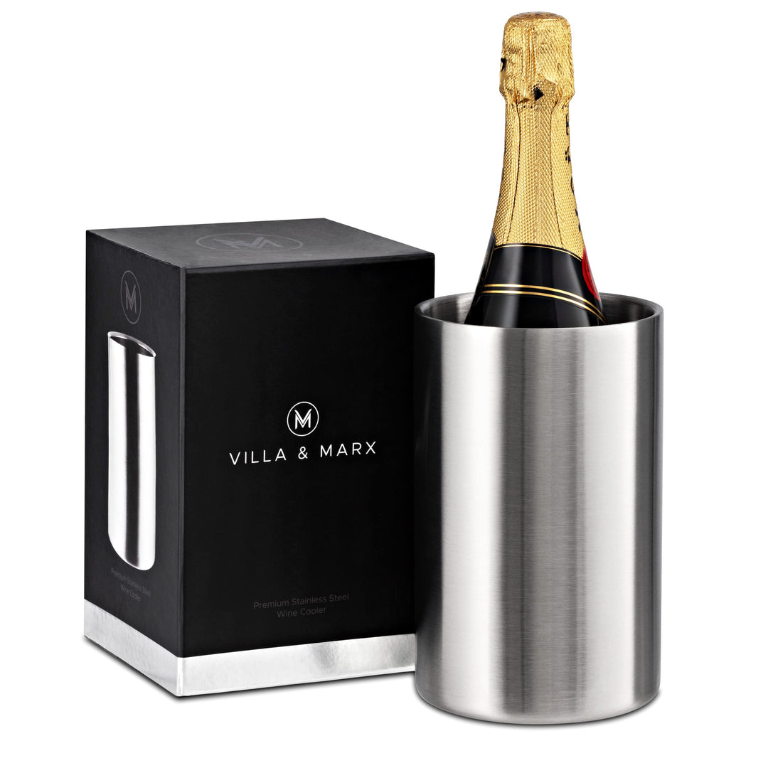 Villa &amp; Marx Weinkühler Edelstahl - Flaschenkühler für Wein, Champagner und Weisswein - Doppelwandig