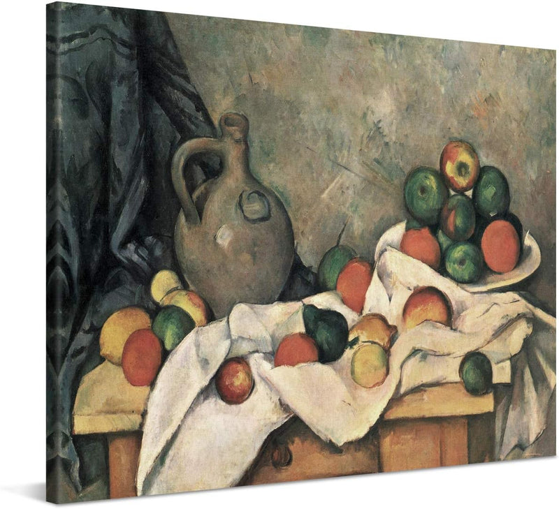 PICANOVA – Paul Cézanne – Rideau, Cruchon et Compotier 100x75cm – Bild auf Leinwand – Premium Kunstd