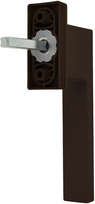 Design Aluminium Fenstergriff Dublin abschliessbar - pulverbeschichtet, Farbe:Dunkelbraun RAL 8077,