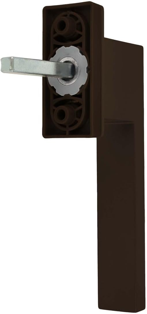 Design Aluminium Fenstergriff Dublin abschliessbar - pulverbeschichtet, Farbe:Dunkelbraun RAL 8077,